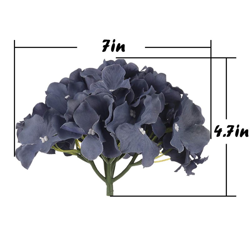 Flojery Silk Hydrangea Heads Artificial Flowers Heads with Stems for Home Wedding Decor Pack of 10 (Dusty Blue) - Image 4